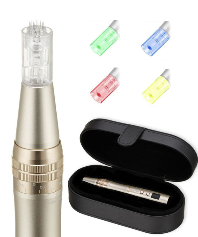 Dermapen Meso Intense Golden ze światłami LED, etui, Mezoterapia Mikroigłowa