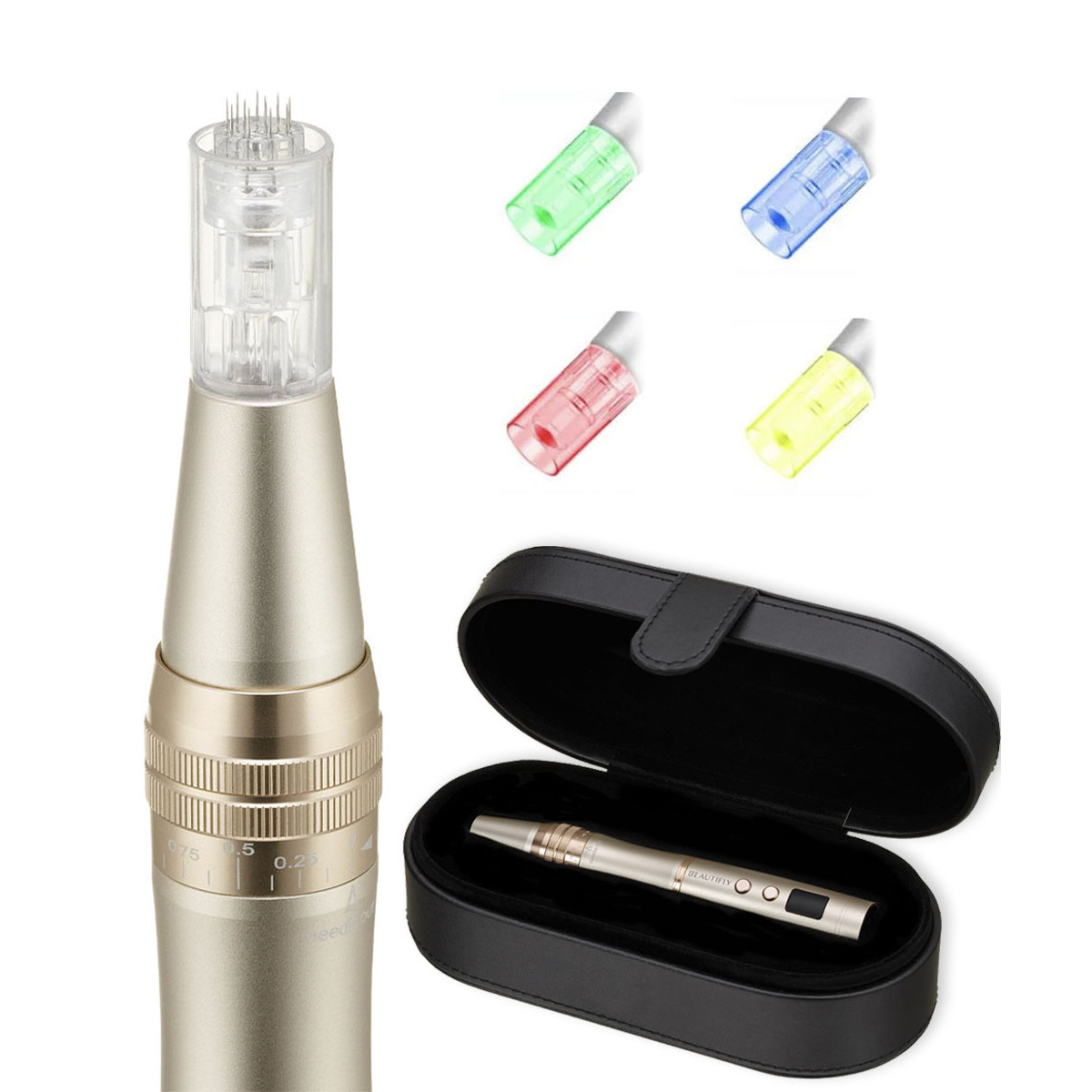 Dermapen Meso Intense Golden ze światłami LED, etui, Mezoterapia Mikroigłowa
