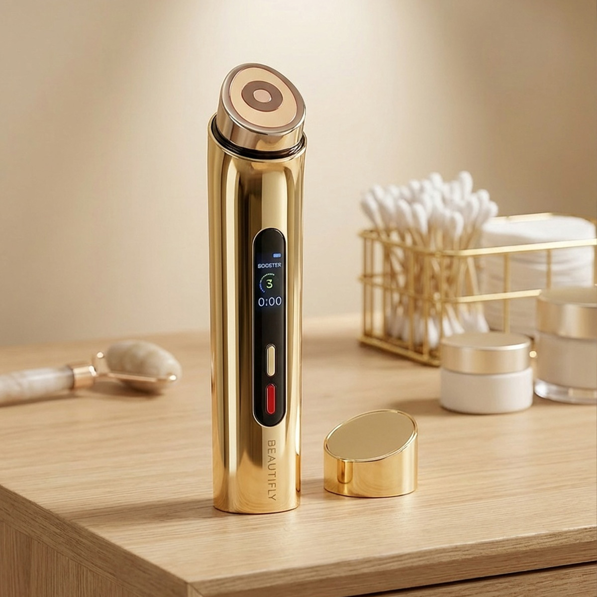 Mezoterapia Bezigłowa Beautifly Intenso Renew Golden DMA, Urządzenie do Terapii Światłem LED i EMS na Twarz i Szyję - obrazek 4