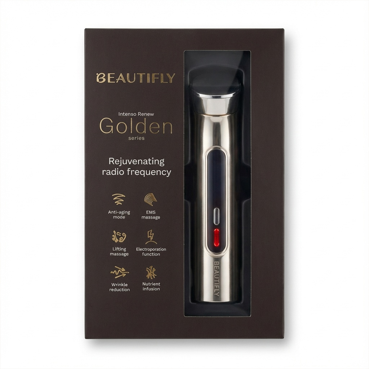 Mezoterapia Bezigłowa Beautifly Intenso Renew Golden DMA, Urządzenie do Terapii Światłem LED i EMS na Twarz i Szyję - obrazek 3